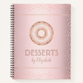 Recept kookboek roos gouden glitter donut modern notitieboek (Voorkant)