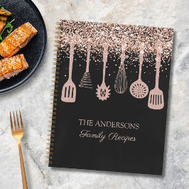 Recept Kookboek Roos Gouden Glitter Keukengerei Notitieboek