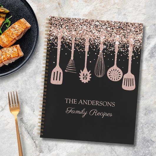 Recept Kookboek Roos Gouden Glitter Keukengerei Notitieboek