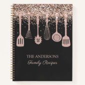 Recept Kookboek Roos Gouden Glitter Keukengerei Notitieboek (Voorkant)