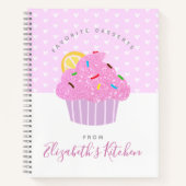 Recept kookboek roze cupcake harten modern zoet notitieboek (Voorkant)