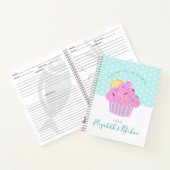 Recept kookboek roze cupcake zoete hart turquoise notitieboek (Binnen)