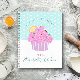 Recept kookboek roze cupcake zoete hart turquoise notitieboek