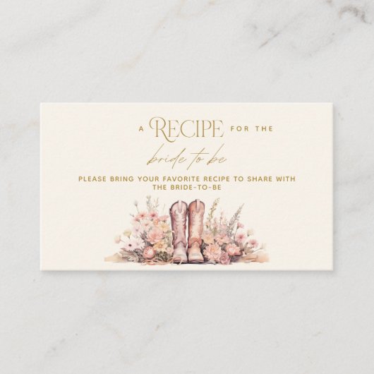 Recept Laatste Rodeo Laarzen Bloemen Cowgirl Brida Informatiekaartje (Voorkant)