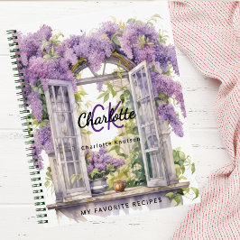 Recept lilacs venster bloemen roze monogram notitieboek