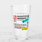 Recept Margarita Grappige Waarschuwingslabel  Glas (Achterkant)