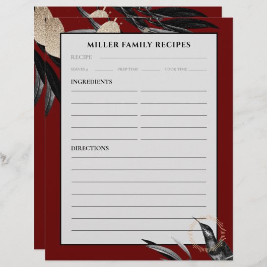 Recept Multomap Pagina | Achternaam | Bourgogne (Voorkant / Achterkant)