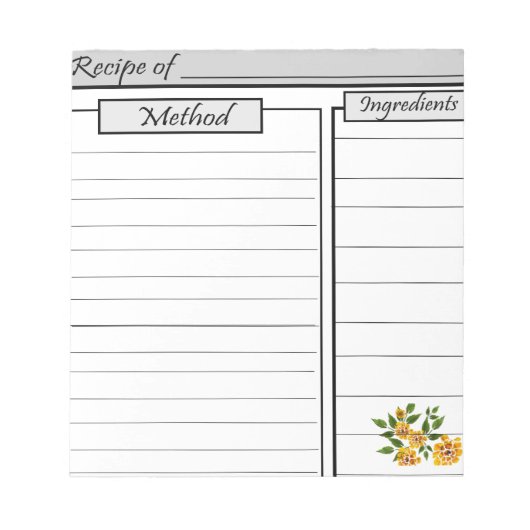 Recept Notitieblok: Notitieblok (Voorkant)