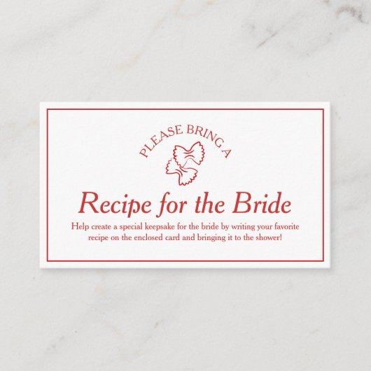 Recept Request Kaart voor That's Amore Vrijgezelle (Voorkant)