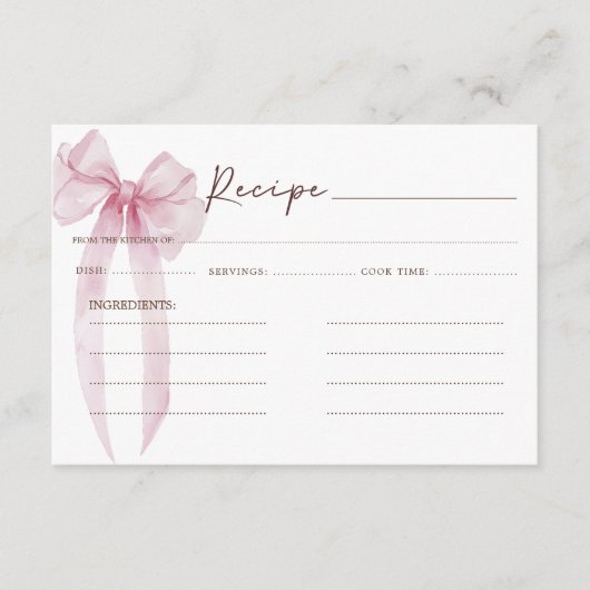 Recept Roze Lint Bruiloftsborrel Informatiekaartje (Voorkant)