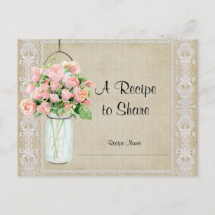 Recept Rustieke Country Mason Jar Blush Rozen Briefkaart