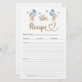 Recept Teddy Bear Boy Baby shower (Voorkant / Achterkant)