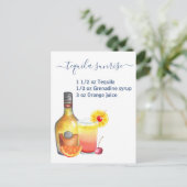 Recept Tequila Sunrise Aquarel Briefkaart (Staand voorkant)