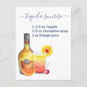 Recept Tequila Sunrise Aquarel Briefkaart (Voorkant)