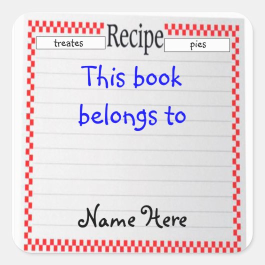 Recept van dit boek, Bookplate Sticker (Voorkant)