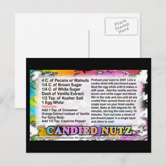 Recept van gekonfijte noten Kaart (Voorkant / Achterkant)