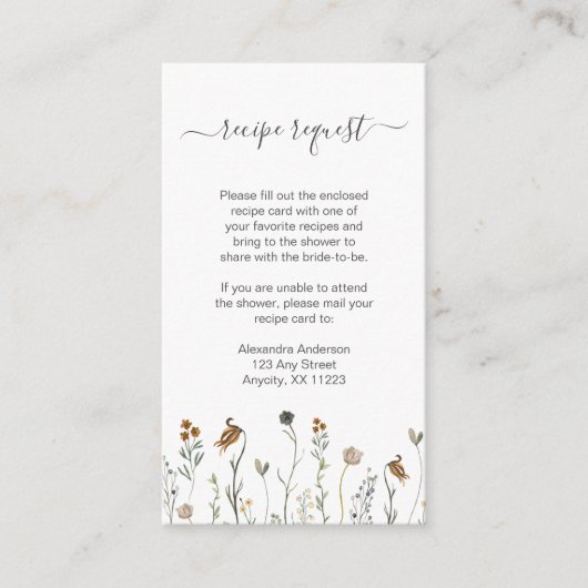 Recept verzoek voor herfst wilde bloemen informatiekaartje (Voorkant)