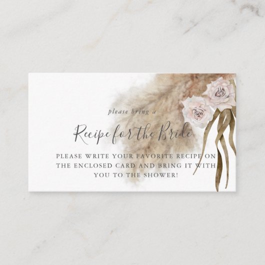 Recept verzoek voor Pampas Gras Bruidsfeestje   Informatiekaartje (Voorkant)