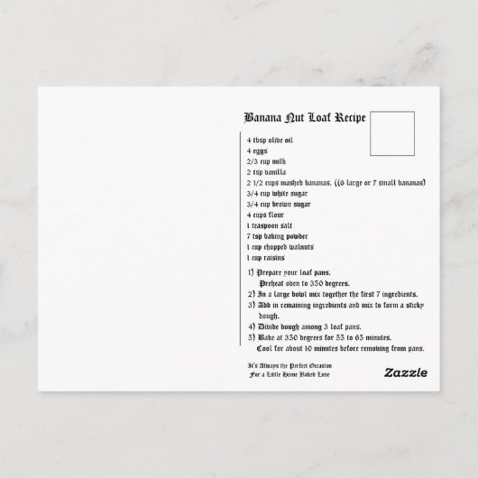 recept voor bananenbrood briefkaart (Achterkant)