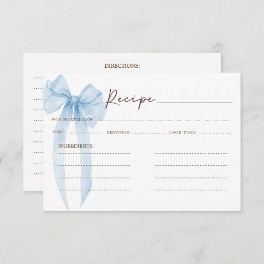 Recept voor Blauwe Bruidsontvangst Informatiekaartje (Voorkant / Achterkant)
