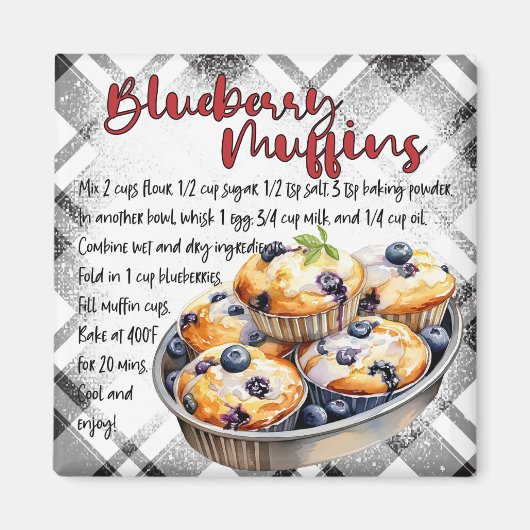 Recept voor bosbessenmuffins magneet (Voorkant)