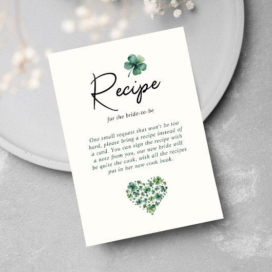 Recept voor Bride Green Shamrock Vrijgezellenfeest Informatiekaartje
