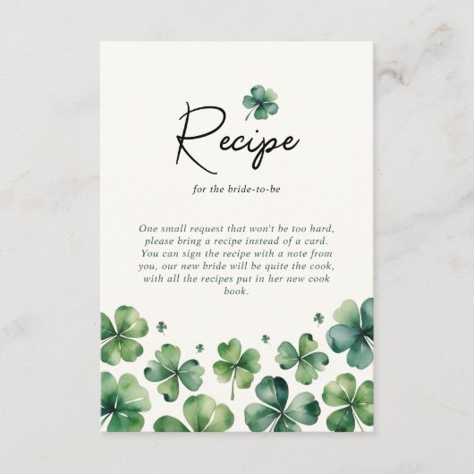Recept voor bruid St. Patrick's Day Vrijgezellenfe Informatiekaartje (Voorkant)