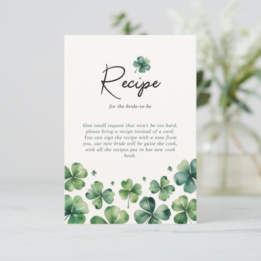Recept voor bruid St. Patrick's Day Vrijgezellenfe Informatiekaartje (Staand voorkant)