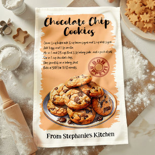 Recept voor chocoladekoekjes gepersonaliseerd theedoek