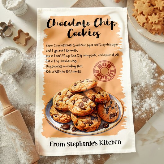Recept voor chocoladekoekjes gepersonaliseerd theedoek
