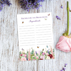 Recept voor de bruid Floral & Butterfly Briefkaart