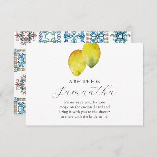 Recept voor de bruid informatiekaartje (Voorkant / Achterkant)