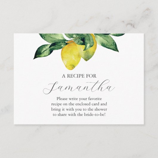 Recept voor de bruid informatiekaartje (Voorkant)