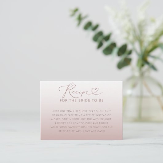Recept voor de bruid Modern Roos Gold Informatiekaartje (Staand voorkant)