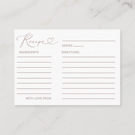 Recept voor de bruid Modern Roos Gold Informatiekaartje (Achterkant)