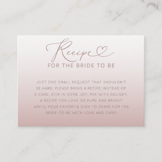 Recept voor de bruid Modern Roos Gold Informatiekaartje (Voorkant)