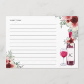 Recept voor de bruid om rode wijn bloemen informatiekaartje (Achterkant)