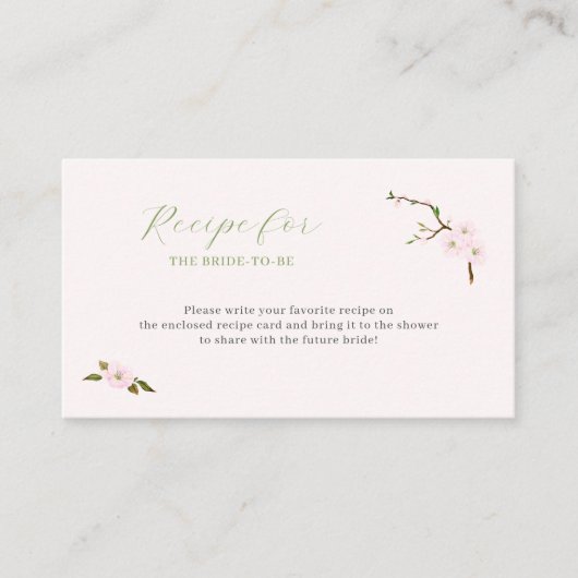 Recept voor de bruid om roze bloemig te zijn informatiekaartje (Voorkant)