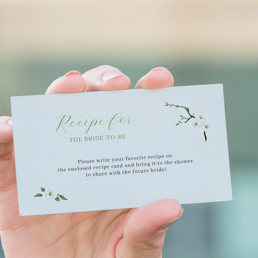 Recept voor de bruid om stoffige blauwe bloemen informatiekaartje