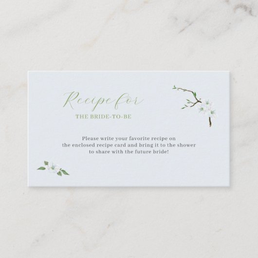 Recept voor de bruid om stoffige blauwe bloemen informatiekaartje (Voorkant)