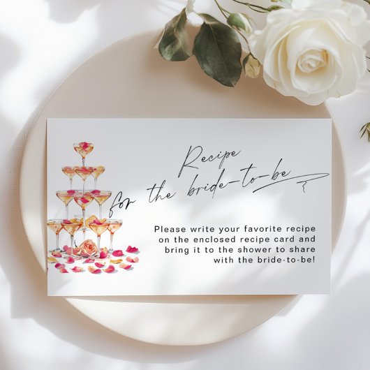 Recept voor de bruid Patels en Prosecco bruids Informatiekaartje
