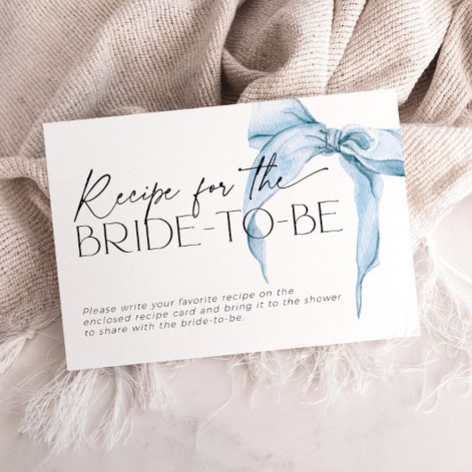 Recept voor de bruid-to-be aanvraag stoffige blauw informatiekaartje