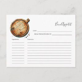 Recept voor de Bruidrecept Kaart Snijplank