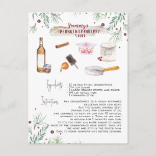 Recept voor dronken veenbessensaus Feestdagen Briefkaart