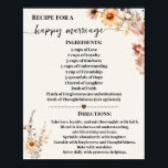 Recept voor een gelukkig huwelijk Herfstveldbloeme Poster<br><div class="desc">Klik op "Bewerk ontwerp" om de lay-out aan te passen of te personaliseren (wijzig de formulering,  letterkleur,  lettertype).
** Zie de volledige collectie voor bijpassende uitnodiging,  bruidsjonker-spellen,  labels en beschikbare borden**</div>