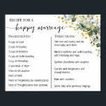 Recept voor een Gelukkig Huwelijk Passen getrouwd  Poster<br><div class="desc">Klik op "Ontwerp bewerken" om de lay-out aan te passen of te personaliseren (tekst wijzigen,  lettertypekleur,  lettertypestijl). ** Zie het volledige collectie voor de bijbehorende uitnodiging,  games voor vrijgezellenfeesten,  labels en bordjes.**</div>