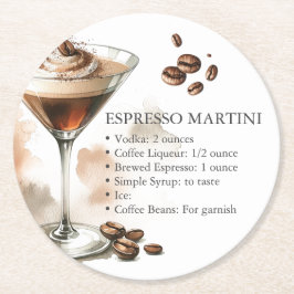 Recept voor Espresso Martini Ronde Kartonnen Onderzetter