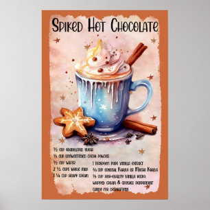 Recept voor gekruide warme chocolademelk poster