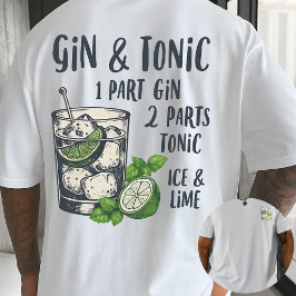 Recept voor Gin en Tonic Illustratie van een klass T-shirt