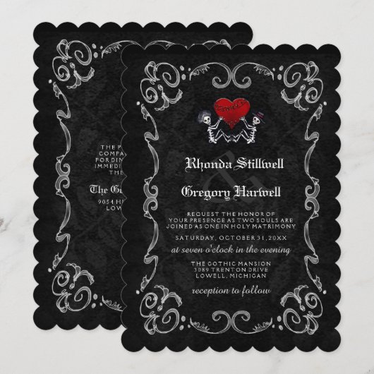 RECEPT VOOR Halloween Skeletons BACK Kaart (Voorkant / Achterkant)